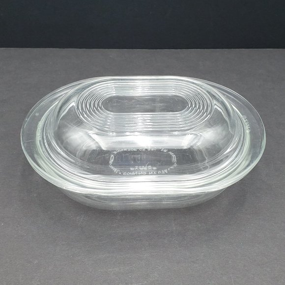 Pyrex Clear Glass Oval Refrigerator Dish w Ribbed Lid 602-B 700 ml 24 oz - Picture 1 of 12